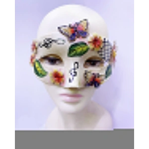 Kelebek Ve Çiçek İşlemeli Venedik Maskesi Kırmızı Renk 10x18 Cm