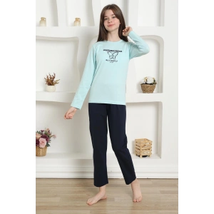 Kız Çocuk Penye Pijama Takım Su Yeşili