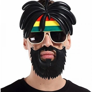 Rasta Peruklu Rasta Sakallı Bob Marley Bıyıklı Parti Gözlüğü 27x18 Cm