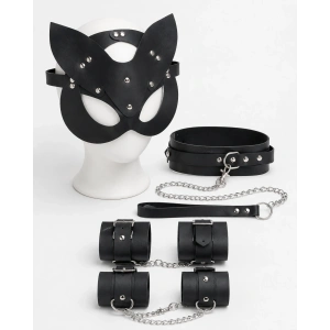 Siyah Maske Tasma Kelepçe Harness 4lü Set Premium Konsept Aksesuar