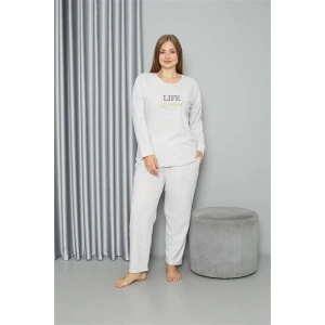 Welsoft Polar Kadın Büyük Beden Pijama Takımı Ekru