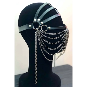 Zincirli Deri Seksi Maske - Brf465