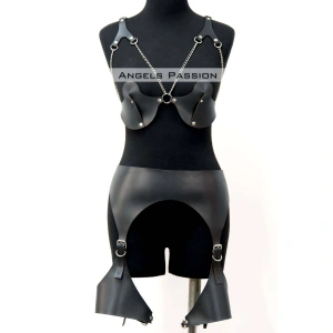 Erotik Deri Jartiyer Harness Takım, Kadın Fantezi İç Giyim - Brf1220