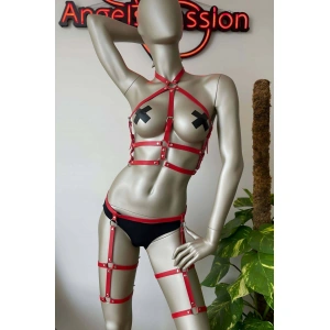 Fantazi Deri Jartiyer Ve Göğüs Harness Takım - Brf272