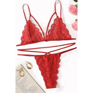 Kadın Kırmızı Dantel Sütyen Külot Takımı