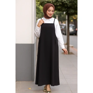 Kadın Siyah Basic Ayarlanabilir Askılı Jile Elbise
