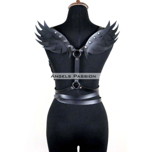 Kanatlı Detaylı Şık Göğüs Harness , Kanat Detaylı Deri Kemer - Brf1097