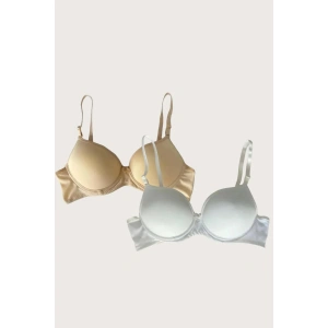 Ten-beyaz 2li Mikro Kumaş İçi Boş Balenli Günlük Desteksiz Sütyen