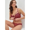 Balenli Destekli Dolgulu Yaka Detaylı Fermuarlı Dantelli Büstiyer Sütyen Ve Slip Takım