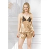 Büyük Beden Gold Saten Babydoll Şort Takımı