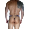 Erkek  Arkası Metalli Mavi Tanga Çamaşır