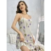 Kadın Beyaz Çiçekli Desenli Askılı Gecelik 5109