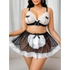 Kadın Büyük Beden  Seksi Hizmetçi Kostüm Fantezi Transparan Tül Fantezi Erotik 8006