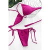 Kadın Fuşya Yandan Bağlamalı Tangalı Üçgen Bikini Mayo Takımı
