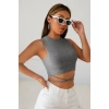 Kadın Gri Çapraz Bağlamalı Crop Top Büstiyer