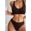 Kadın Kahverengi Desteksiz Seamless Tangalı İç Çamaşır Takımı