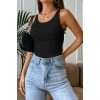 Kadın Siyah Kolsuz Kalın Askılı Uzun Crop Top Bluz & Atlet
