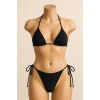 Kadın Siyah Yandan Ve Boyundan Bağlamalı Bikini Mayo Takımı