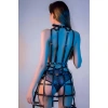 Kafes Tasarımlı Deri Mini Elbise Harness - Brf1243