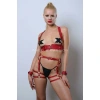 Kelepçeli Deri Fantezi Giyim, Deri Harness Set - Apft1016