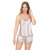 Pudra Saten Babydoll Şort Takımı