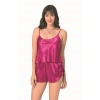 Vişne Saten Babydoll Şort Takımı