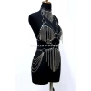 Zincirli Deri Harness, Deri Dansçı Kostüm, Choker Detaylı Deri Harness - Brf1397