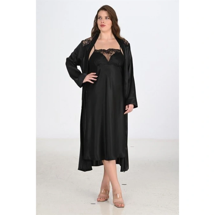 2li Siyah Sabahlık Takımı Bigsize 6221