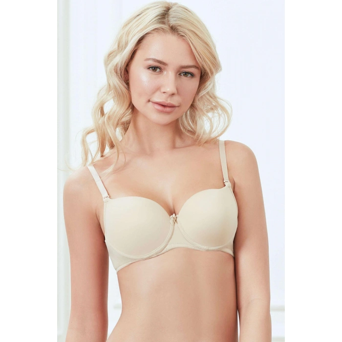 Anıl Balenli Desteksiz Dolgusuz Askıları Çıkabilen Günlük Klasik T-shirt Sütyeni