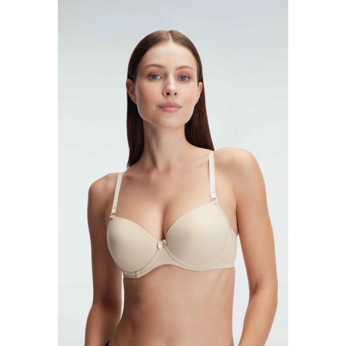 Balenli Desteksiz Dolgusuz Askıları Çıkabilen Günlük Klasik T-shirt Sütyeni