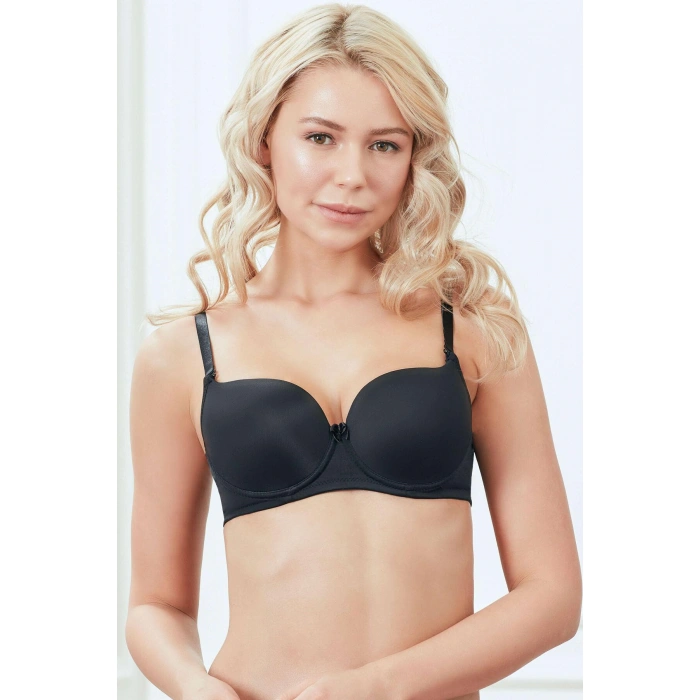 Balenli Desteksiz Dolgusuz Askıları Çıkabilen Günlük Klasik T-shirt Sütyeni