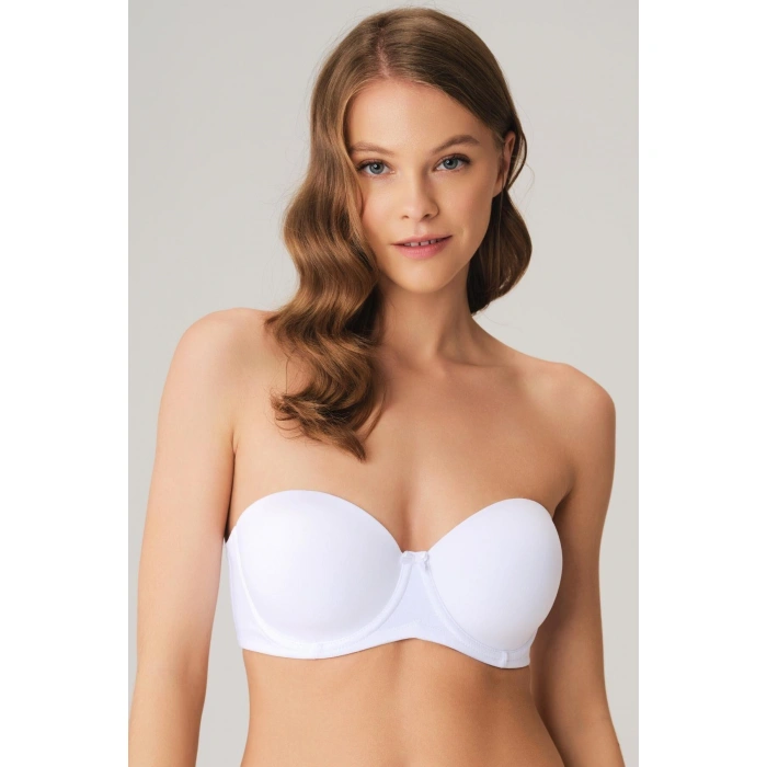 Balenli Desteksiz Dolgusuz Askısız Straplez Yumuşak Süngerli Günlük Klasik T-shirt Sütyeni