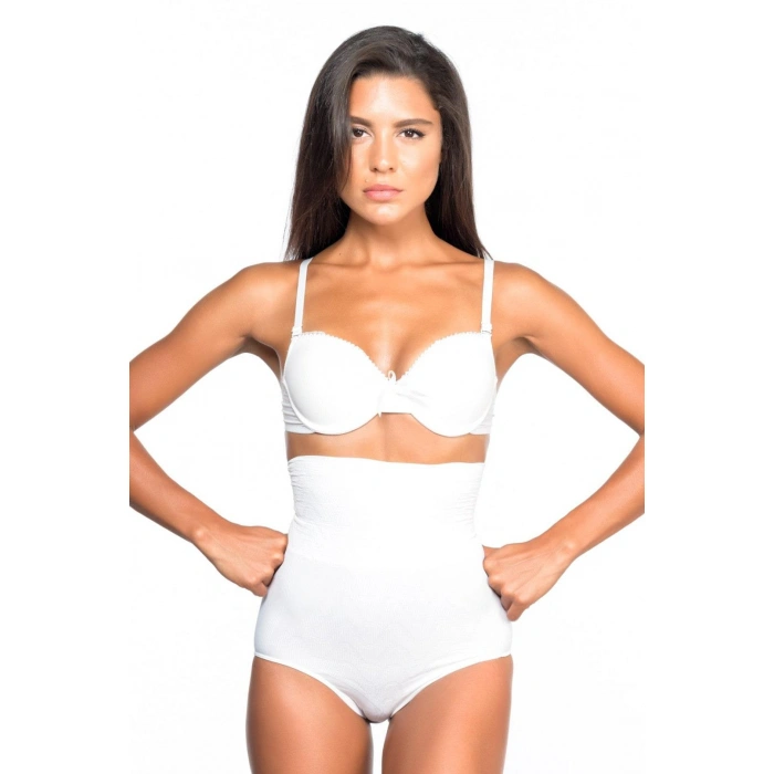Beyaz Mı Emay 2079 Yüksek Bel Desenli Double Slip Korse