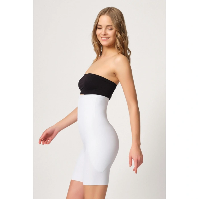 Beyaz Mı Emay 2832 Yüksek Bel Balen Destekli Agraflı Lazer Korse