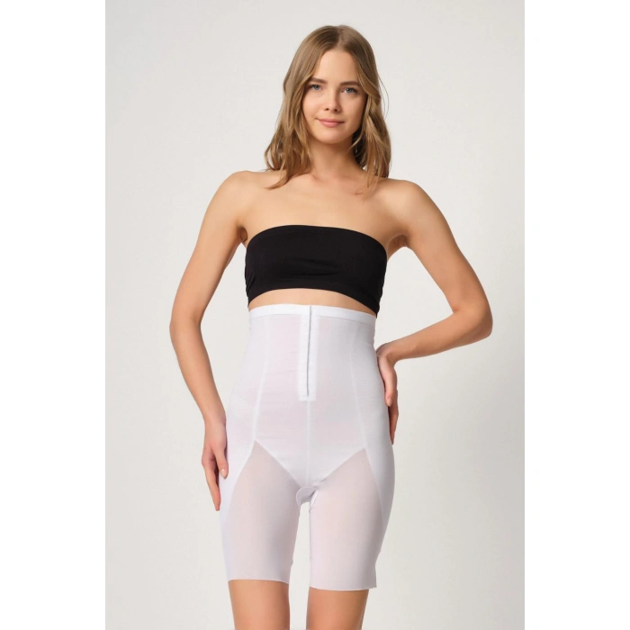 Beyaz Mı Emay 2928 Ön Agraflı Tül Paçalı Lazer Korse