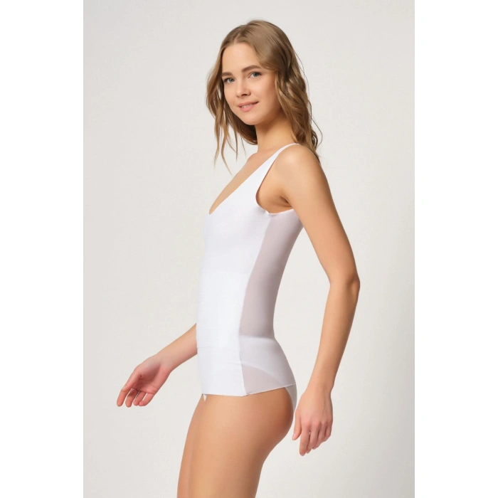 Beyaz Mı Emay 2938 Sırtı Tül Karyokalı Destekli Atlet Korse