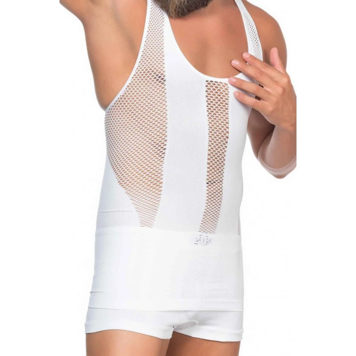 Beyaz Mı Emay E1009 Fileli Erkek Korse Atlet