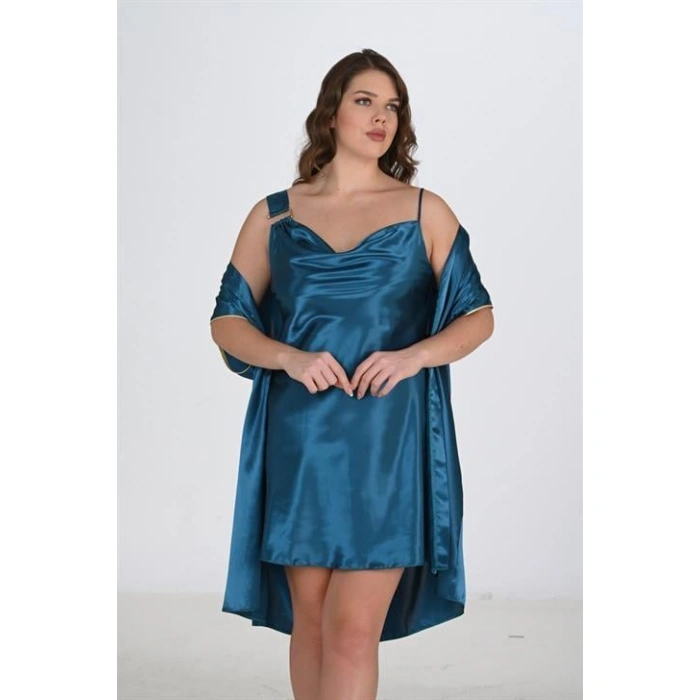 Büyük Beden 2li Petrol Sabahlık Takımı Bigsize 6206