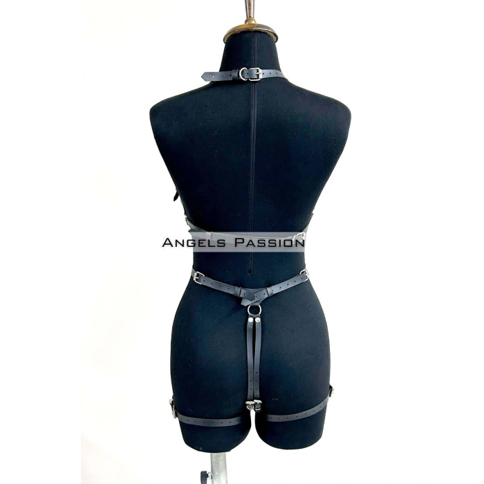 Deri Body Harness, Zincir Ve Kelepçeli Fantezi İç Giyim - Brf1098