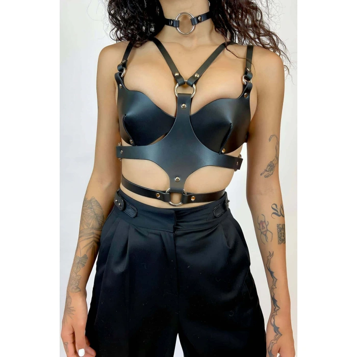 Deri Sütyen, Choker Ve Göğüs Harness, Tarz Festival Giyim Ürünleri - Brf1296
