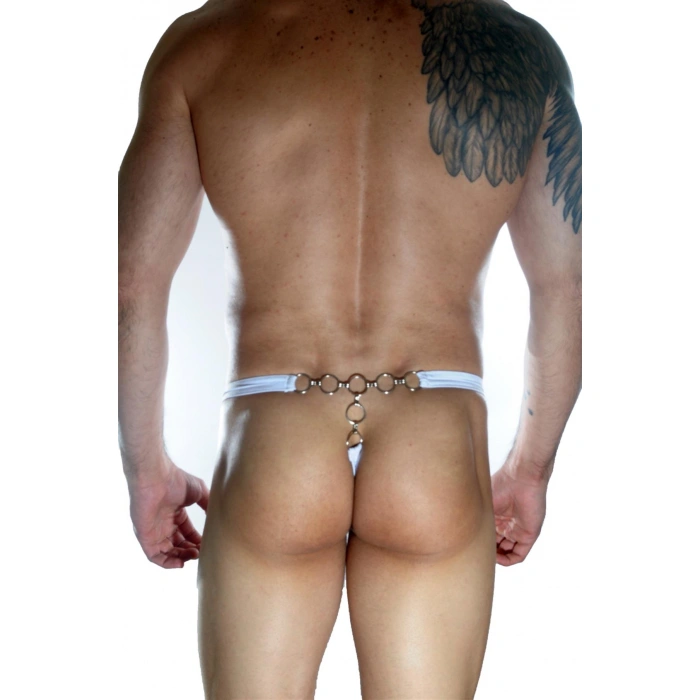Erkek  Arkası Metalli Beyaz Tanga