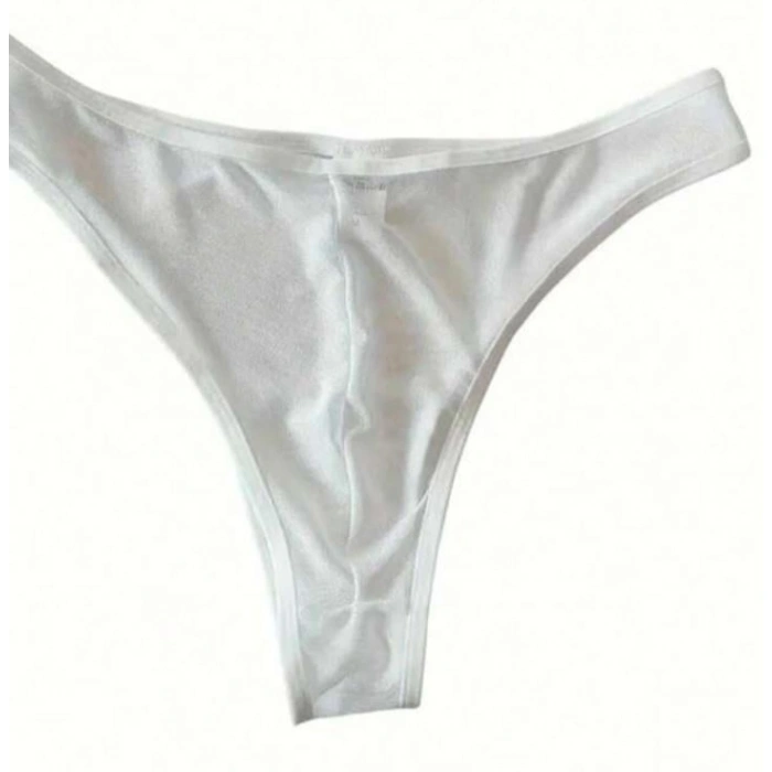 Erkek  Biyeli Beyaz Transparan Brazillian Slip