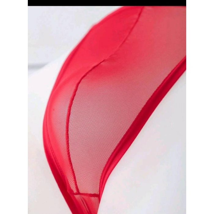 Erkek  Kırmızı Transparan Tanga İç Giyim