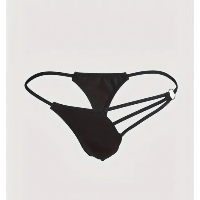 Erkek  Siyah Metalli Tanga İç Giyim