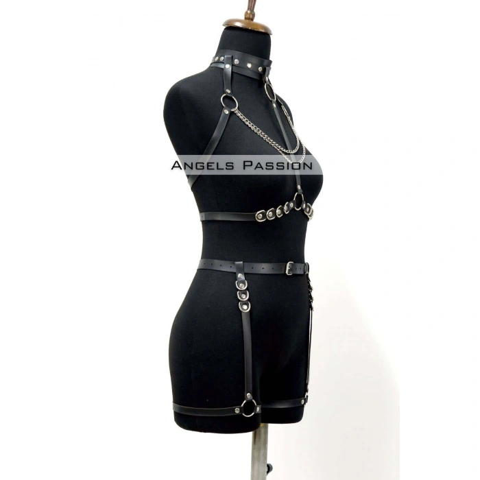 Fantazi İç Giyim Zincirli Erotik Harness Takım - Brf1081