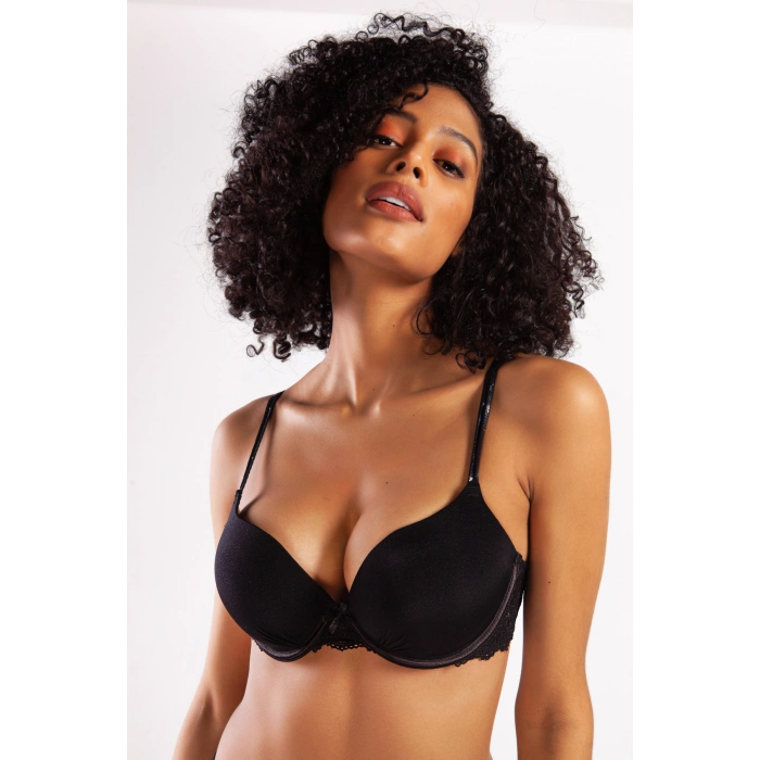Goldy Heavy Push Up Bra, Siyah Renk  Konforlu Ve Şık Sütyen