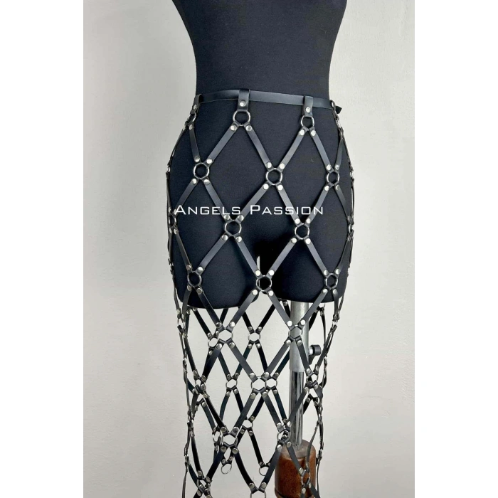 Harness Etek, Deri Örgü Harness Etek, Şık Tayt Üzeri Etek - Brf410