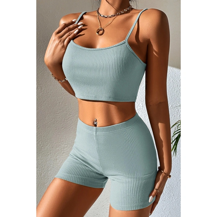 Kadın Açık Mavi lu Kaşkorse Gecelik Takım