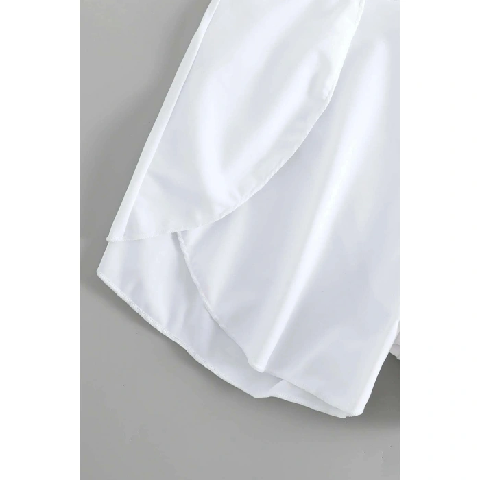 Kadın Beyaz Yırtmaçlı Etek Görünümlü Şık Deniz u