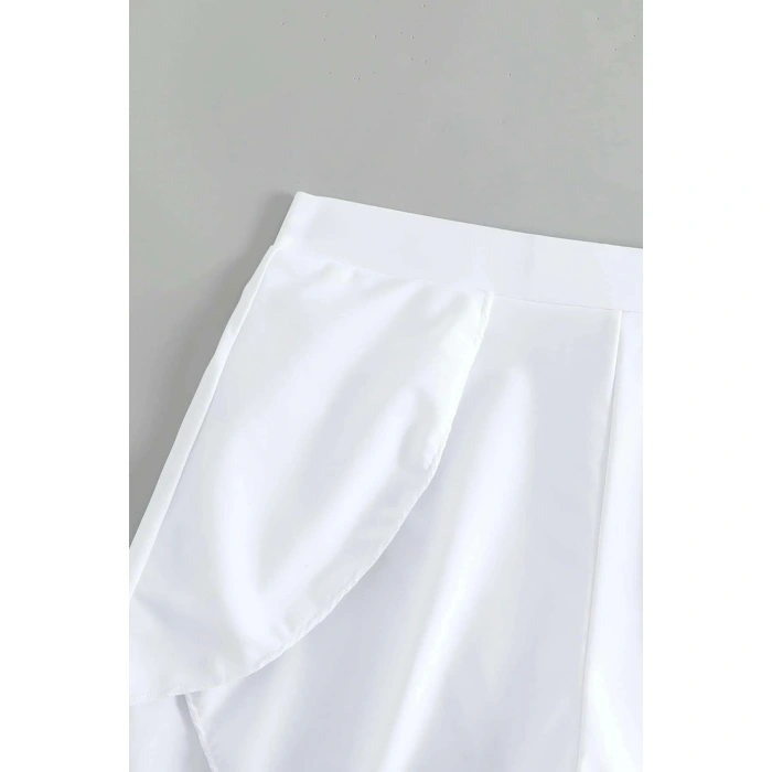 Kadın Beyaz Yırtmaçlı Etek Görünümlü Şık Deniz u